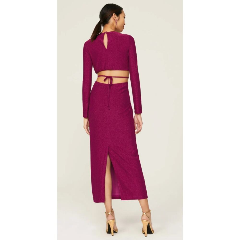 ML Monique Lhuillier Purple Metallic Knit Dress - Picture 4 of 12